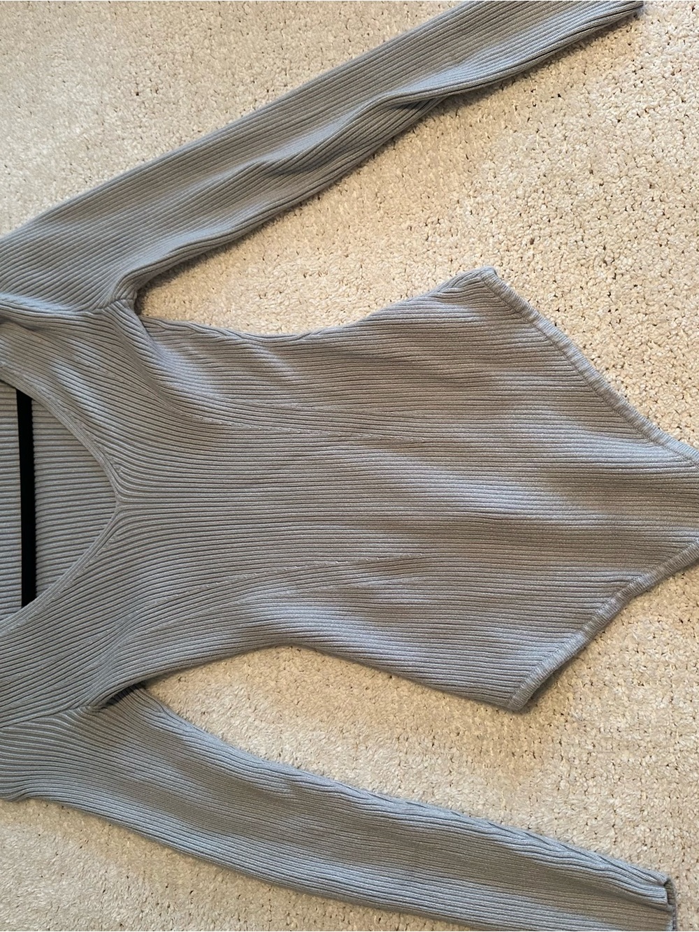 Abercrombie & Fitch Ribbed Long-Sleeve Bodysuit in Light Dusty Blue